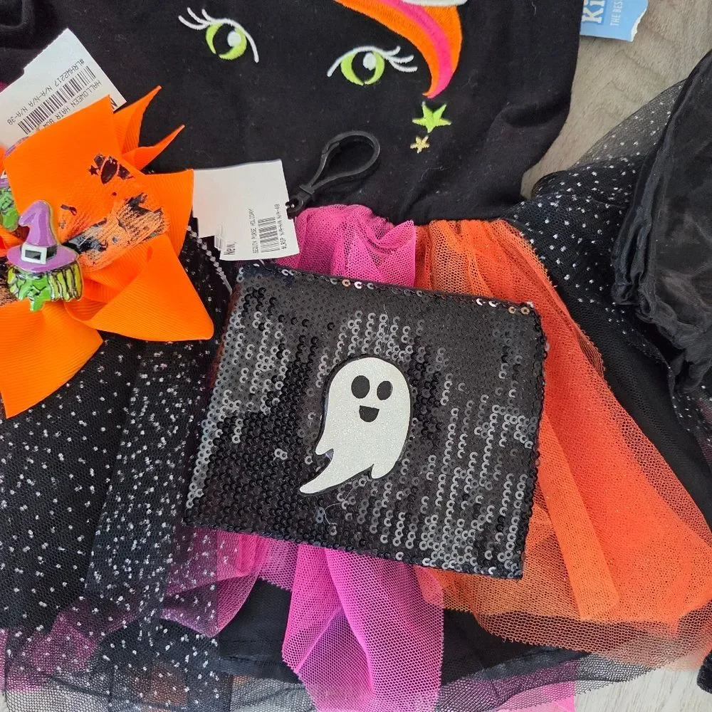 Halloween Themed Bundle Girls 3T Dress Blouse Spooky Witchy Costume Dress Up
